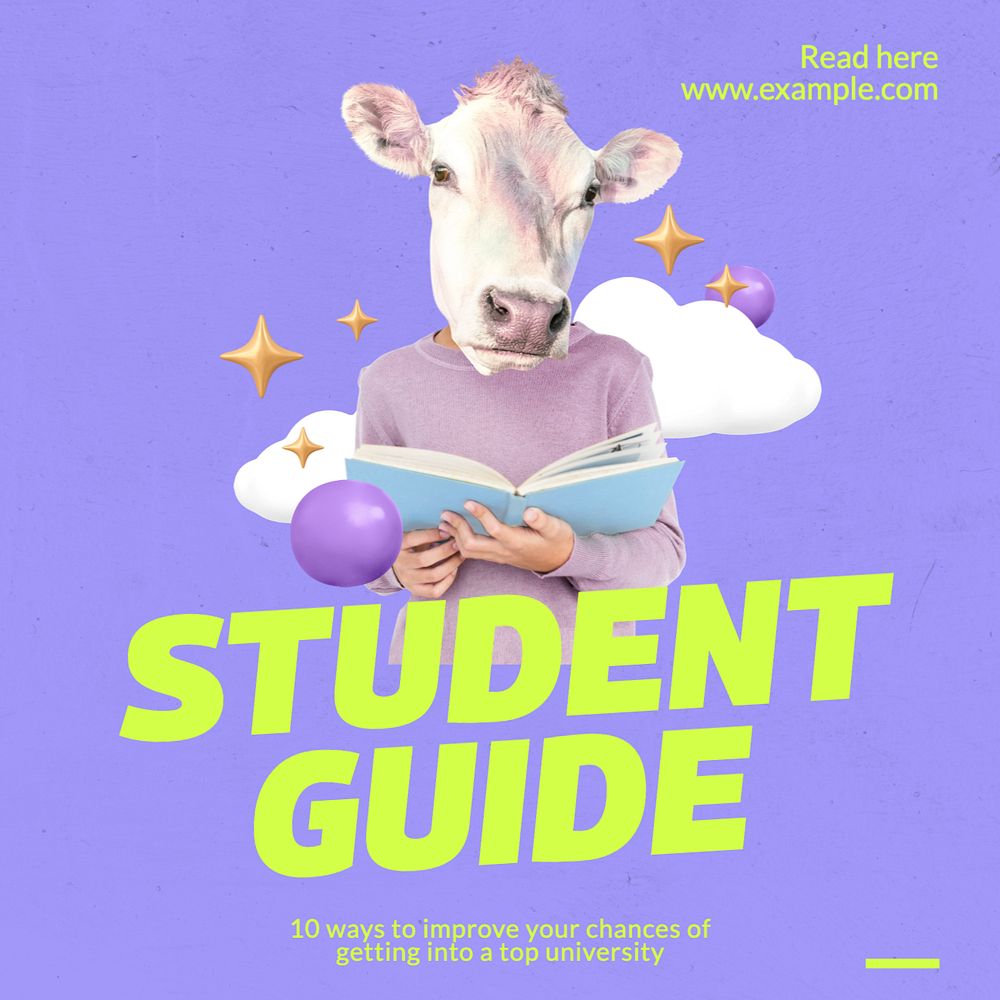 Student guide Instagram post template, editable text