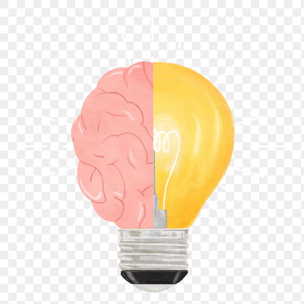 Light bulb brain png, creative ideas remix, editable design