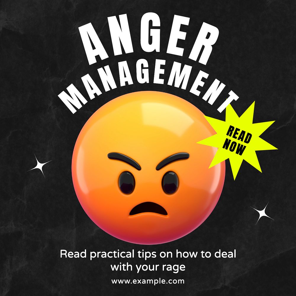 Anger management Instagram post template, editable text