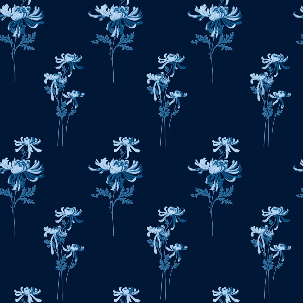 Vintage flower pattern, blue background