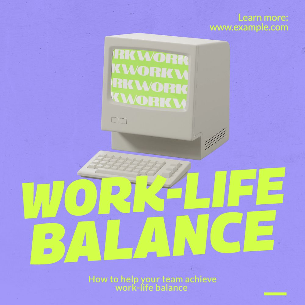 Work-life balance Instagram post template, editable text