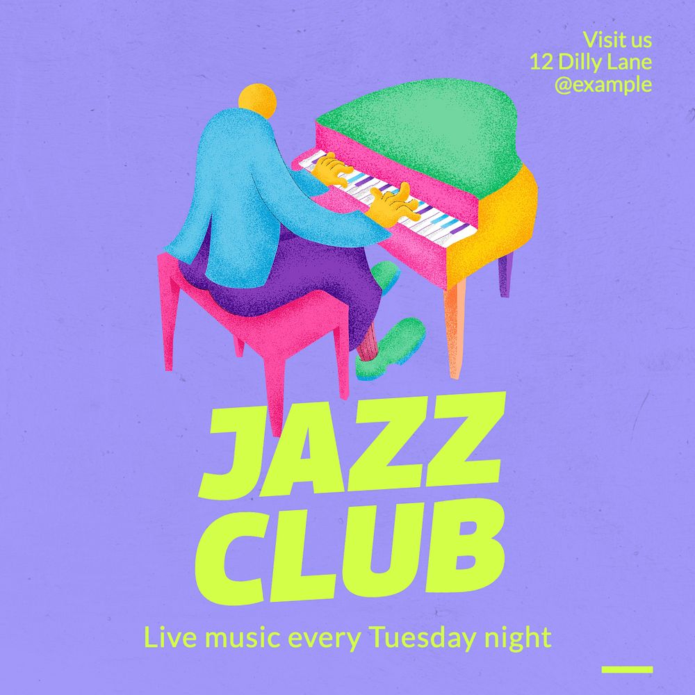 Jazz club Instagram post template, editable text