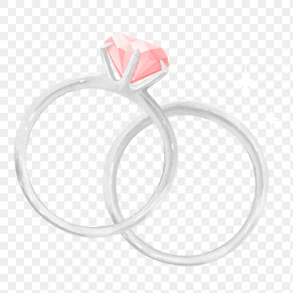 Couple wedding rings png, jewelry illustration, editable design