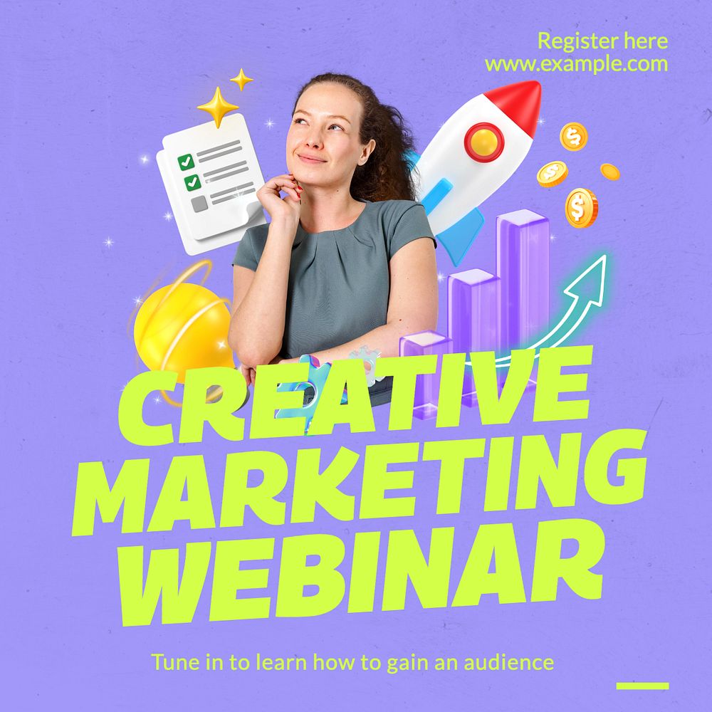 Creative marketing webinar Instagram post template, editable text