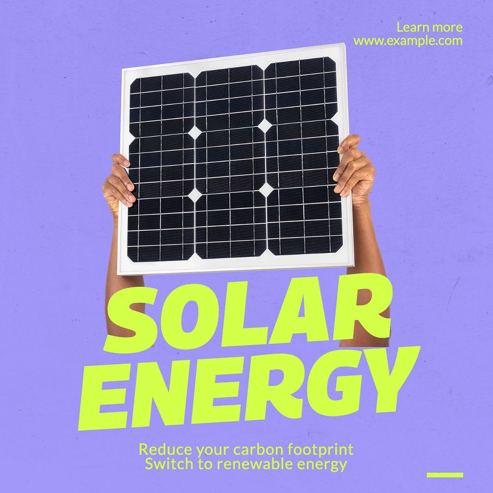 Solar energy Instagram post template, editable text