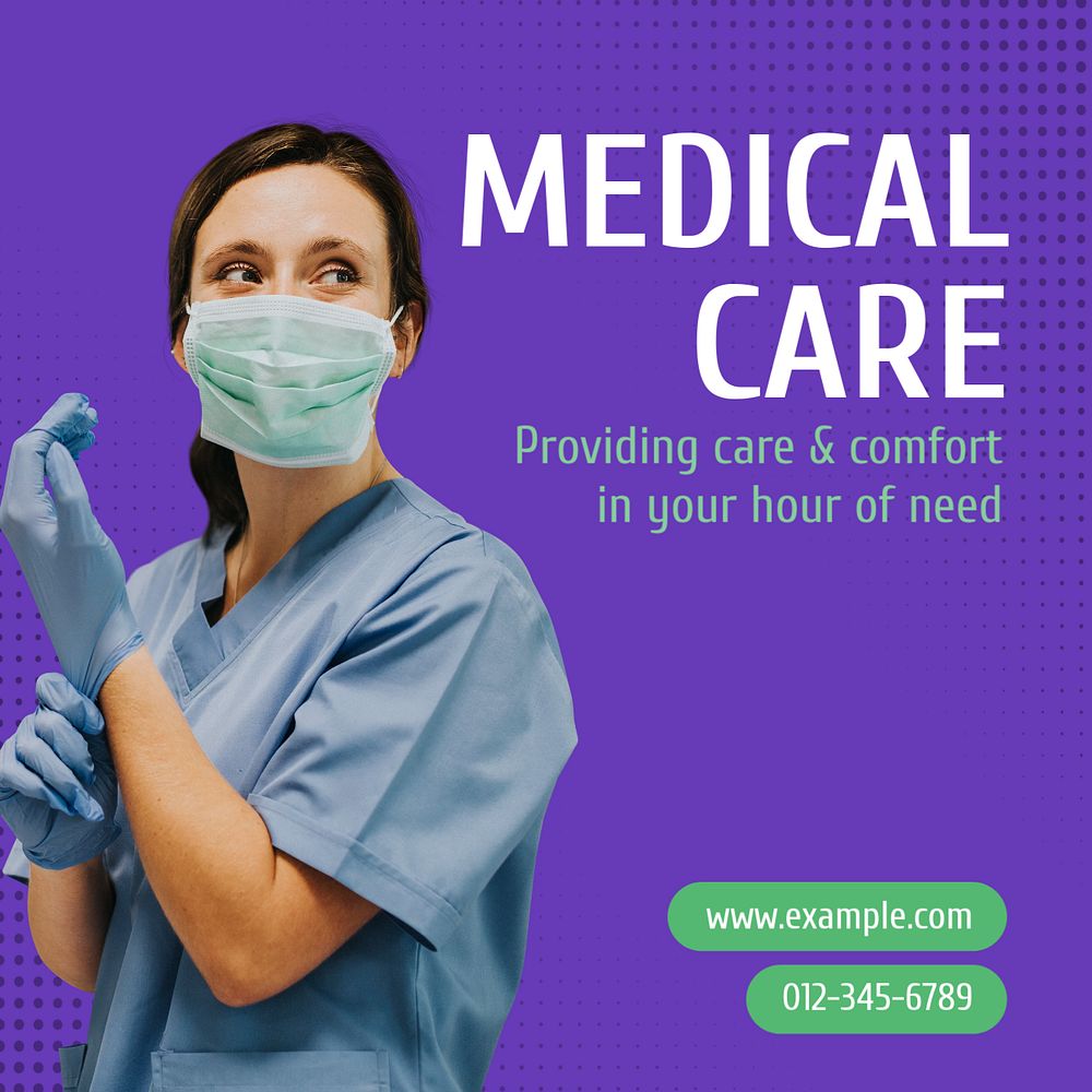 Medical care Instagram post template, editable text