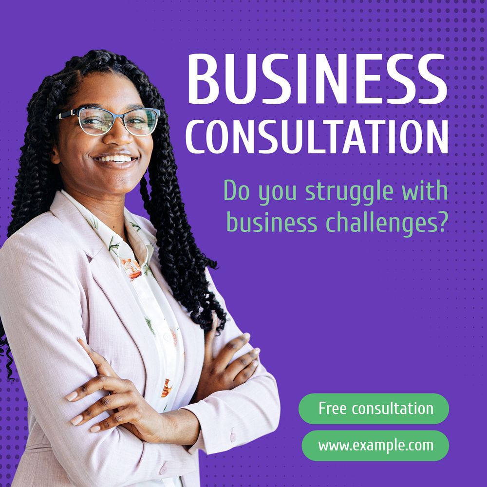 Business consultation Instagram post template, editable text