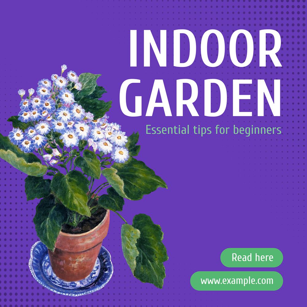 Indoor garden Instagram post template, editable text