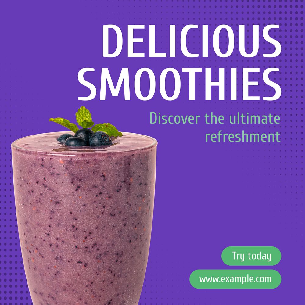 Delicious smoothies Instagram post template, editable text