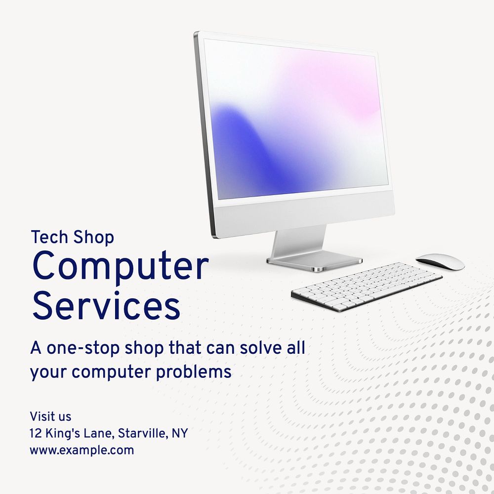 Computer services Instagram post template, editable text