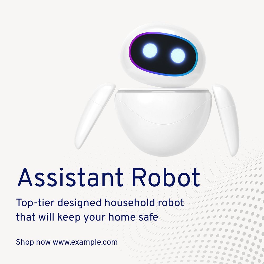 Assistant robot Instagram post template, editable text