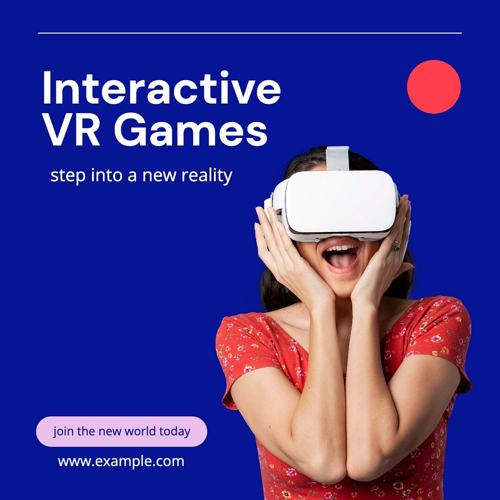 VR games Instagram post template, editable text