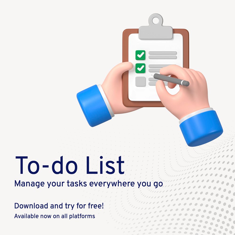 To-do list app Instagram post template, editable text