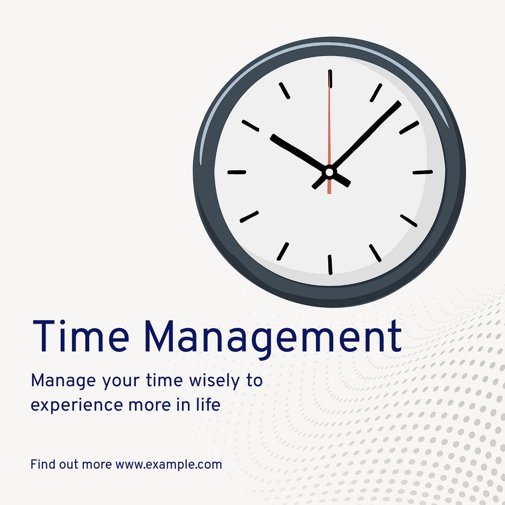 Time management Instagram post template, editable text