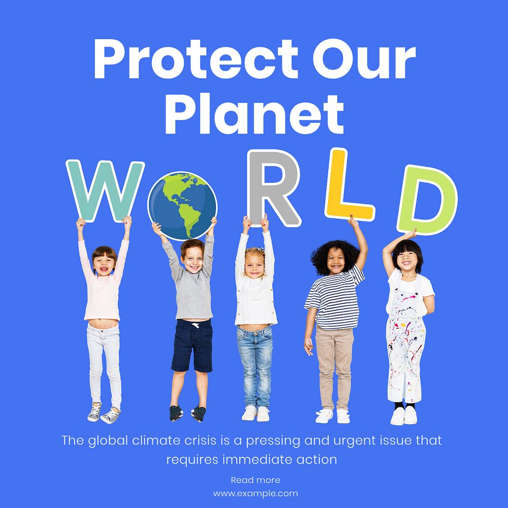 Protect our planet Instagram post template, editable text