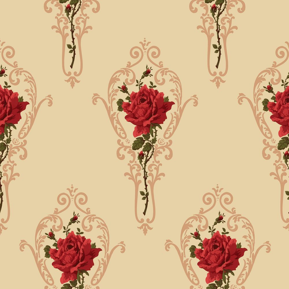 Decorative rose pattern, beige background