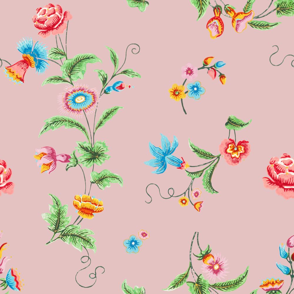 Vintage flower pattern, pink background