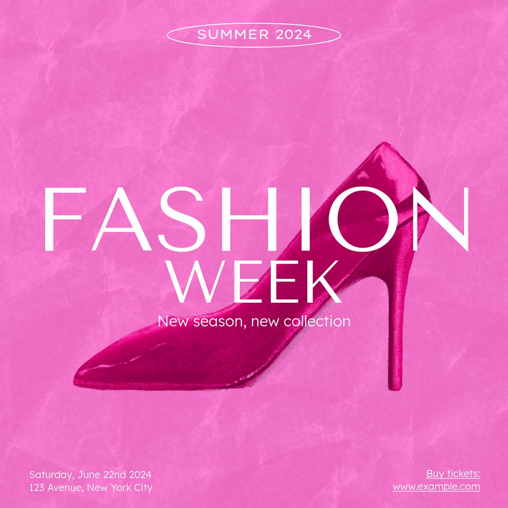 Fashion week Instagram post template, editable text