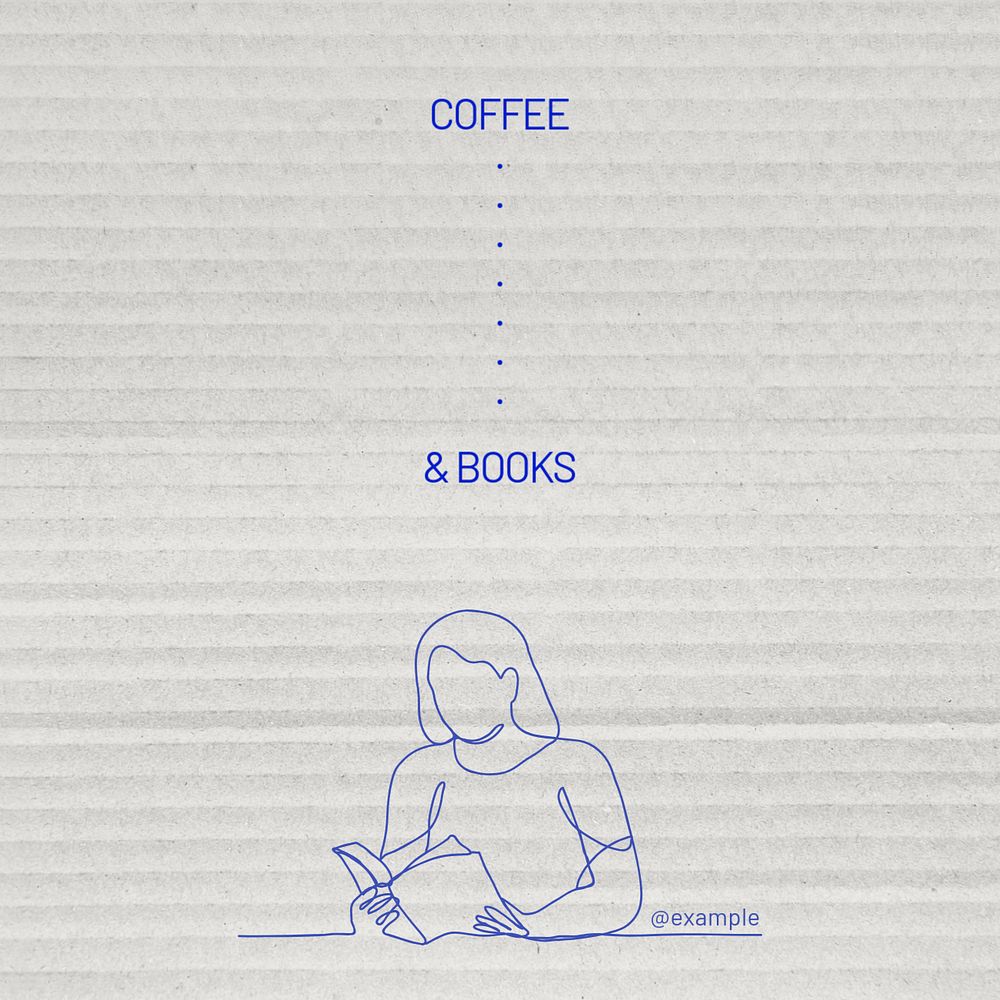 Coffee books Instagram post template, editable text