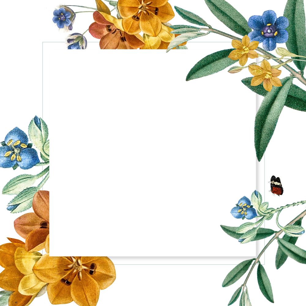 Floral frame background, editable white design