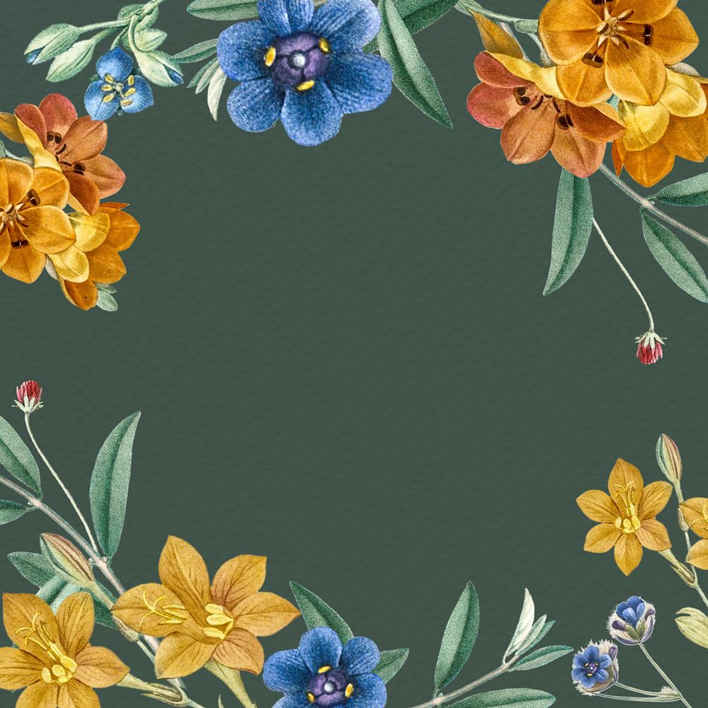 Floral frame background, editable green design