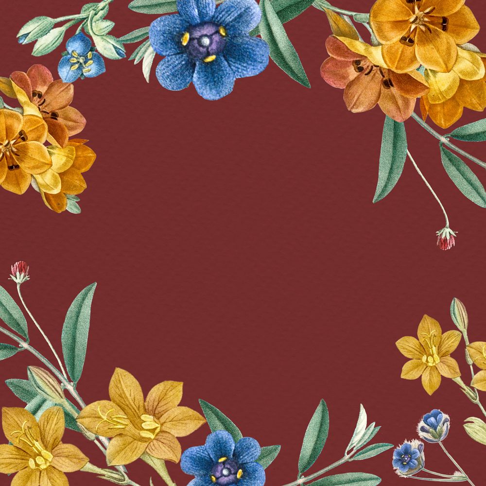 Floral frame background, editable red design