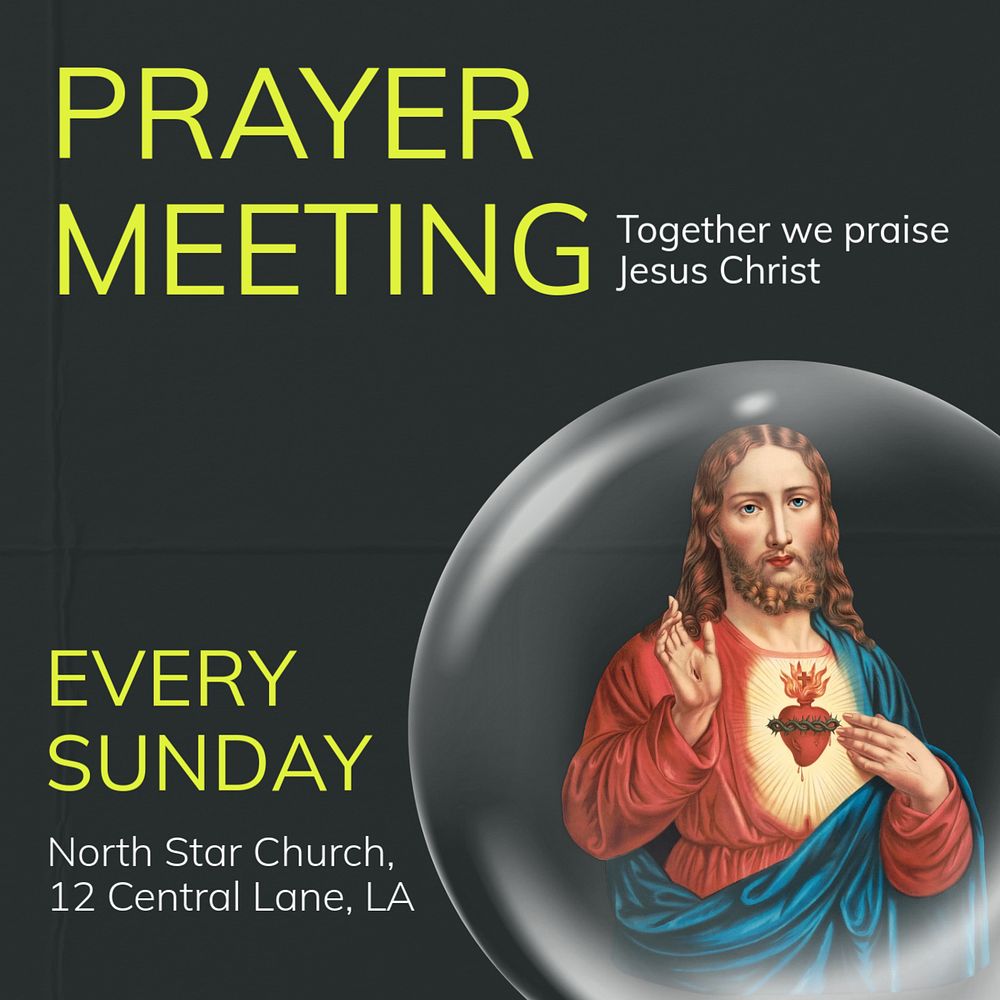 Prayer meeting Instagram post template, editable text