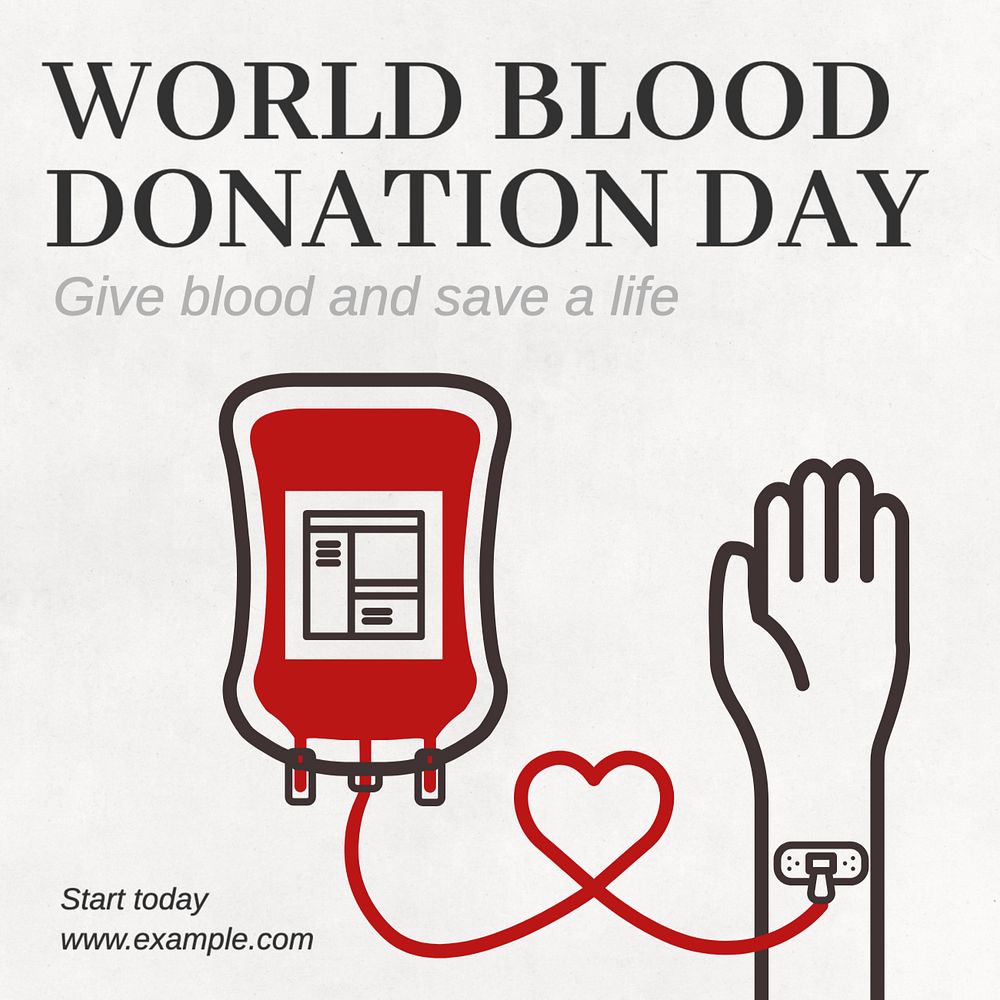 Blood donation Instagram post template, editable text