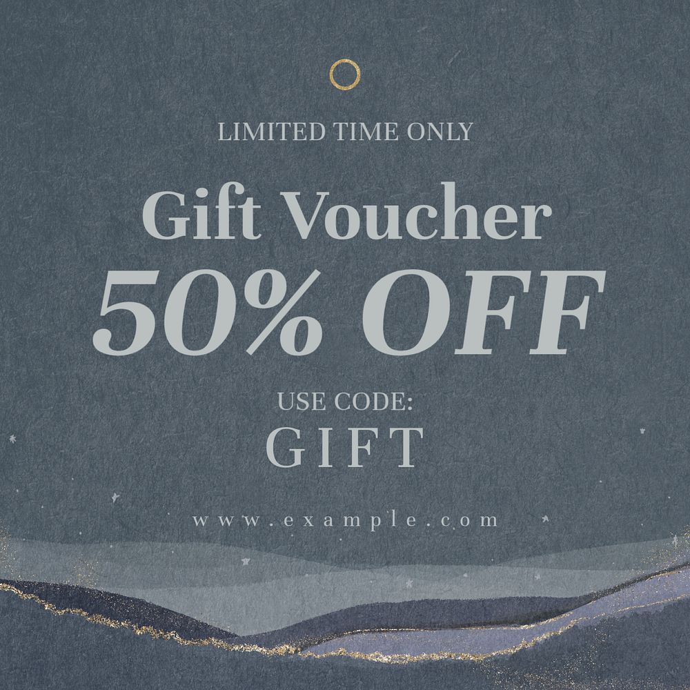 GIft voucher Instagram post template, editable text