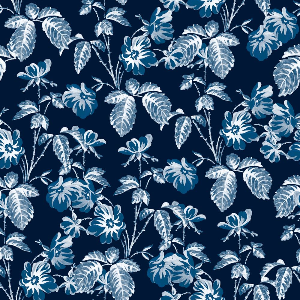 Flower blossoms pattern, blue background