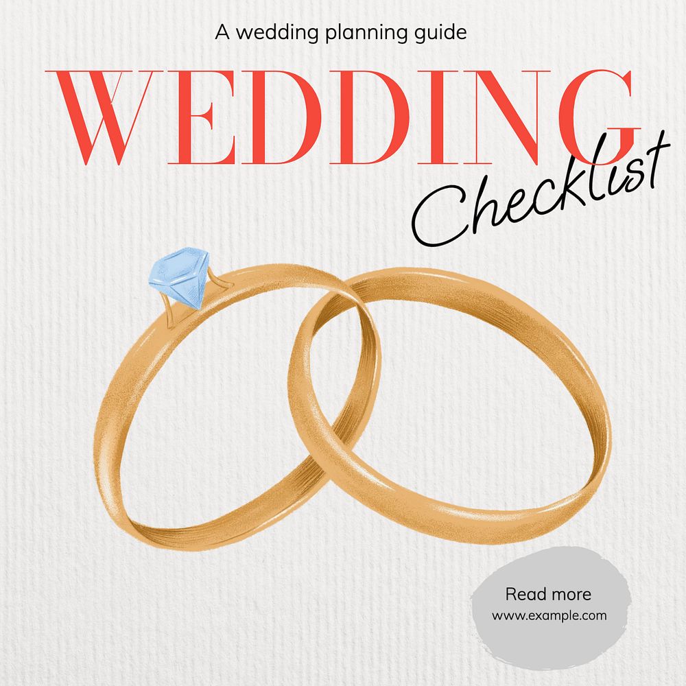 Wedding checklist Instagram post template, editable text