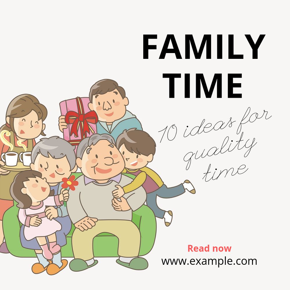 Family time Instagram post template, editable text