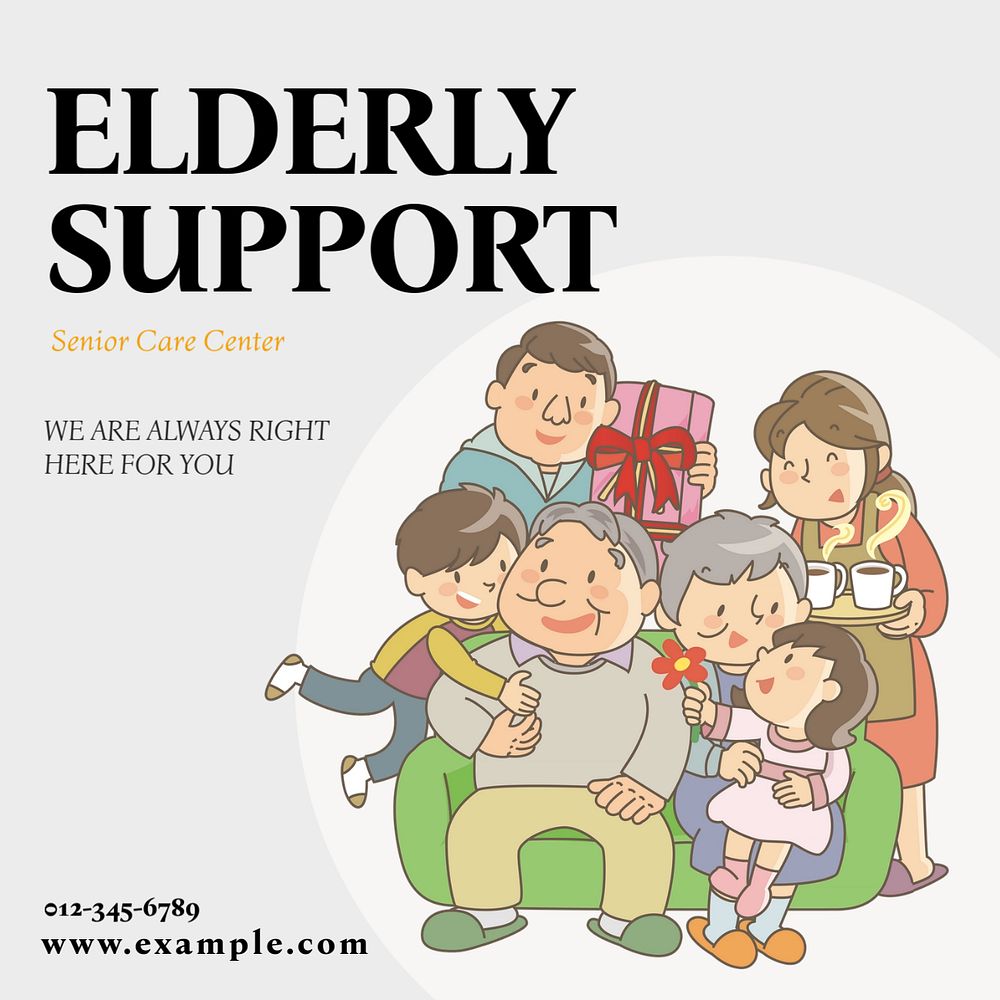 Senior support Instagram post template, editable text