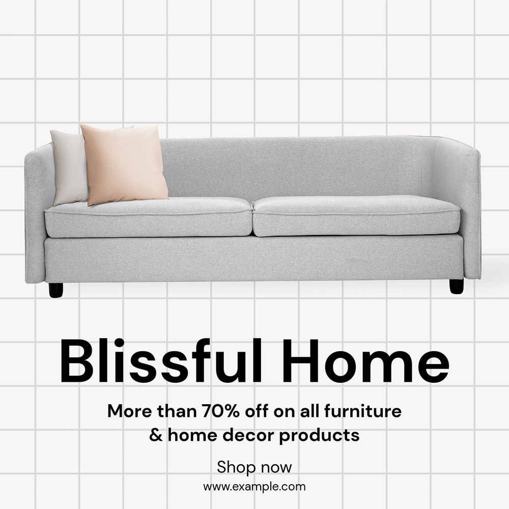 Blissful home Instagram post template, editable text