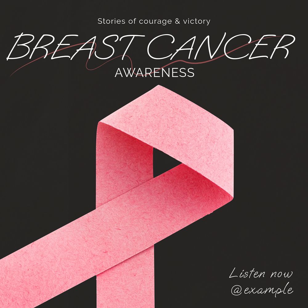 Breast cancer awareness Instagram post template, editable text