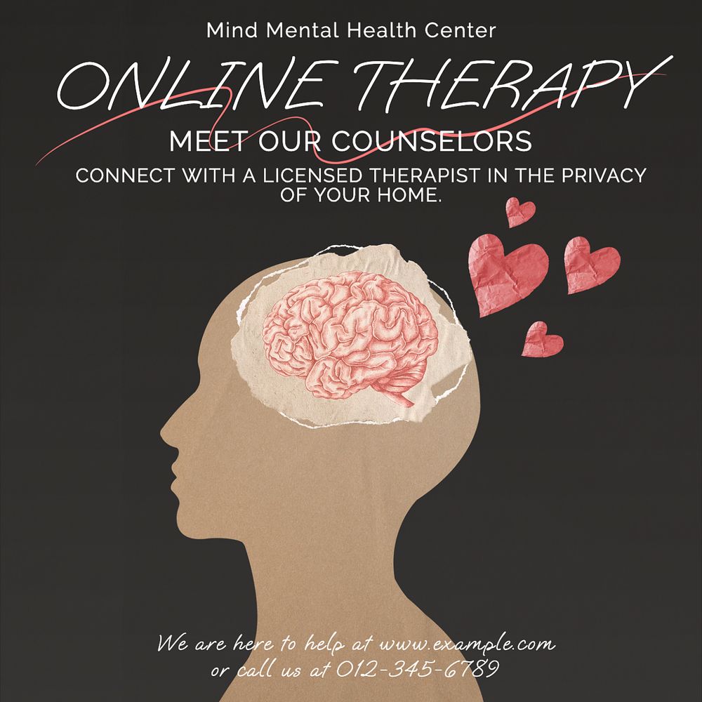 Online therapy Instagram post template, editable text