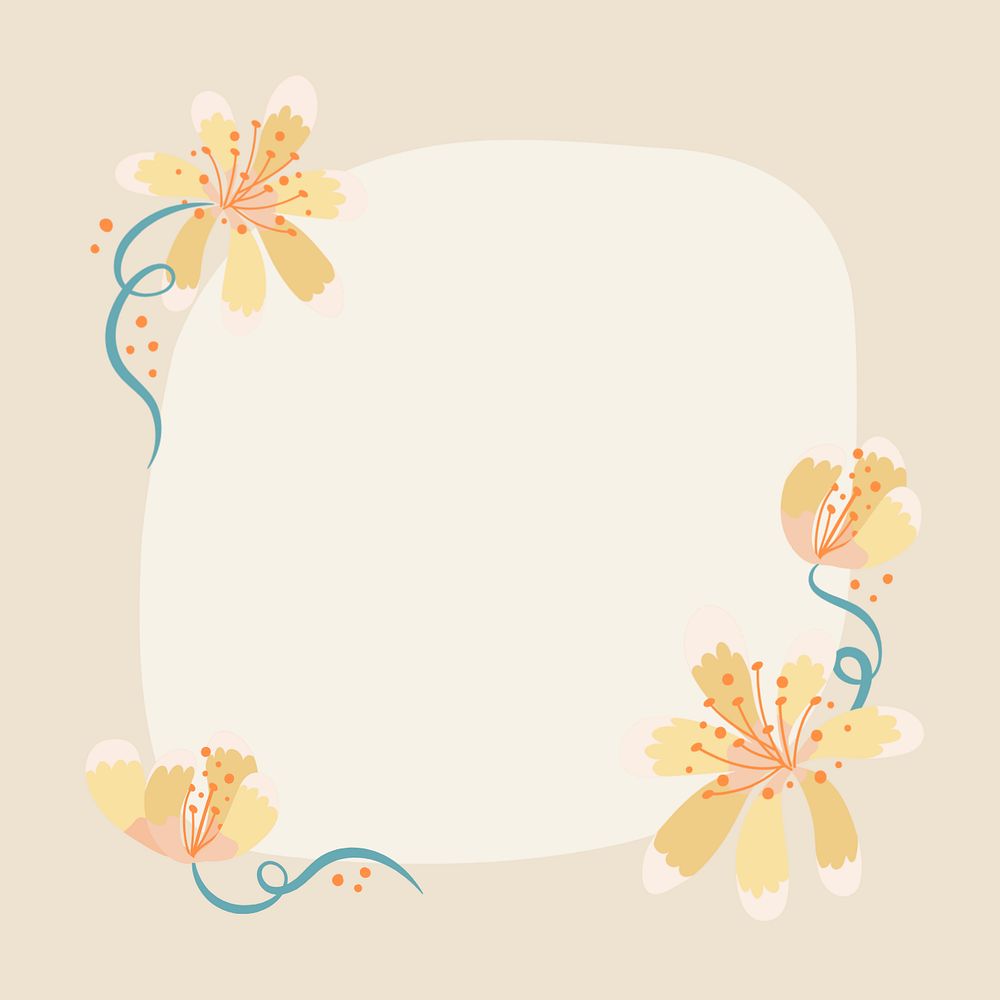 Pastel flower border, square frame, editable design