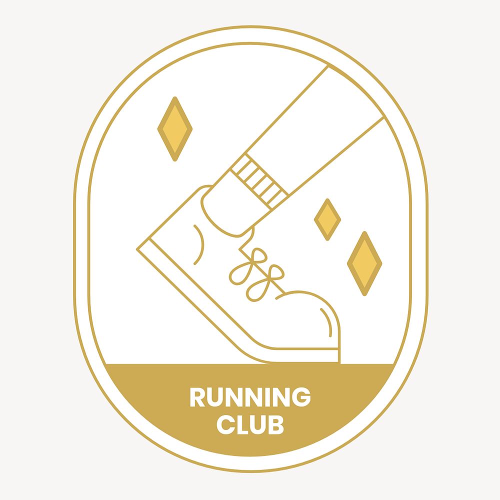 Running club logo badge, gold line art editable design