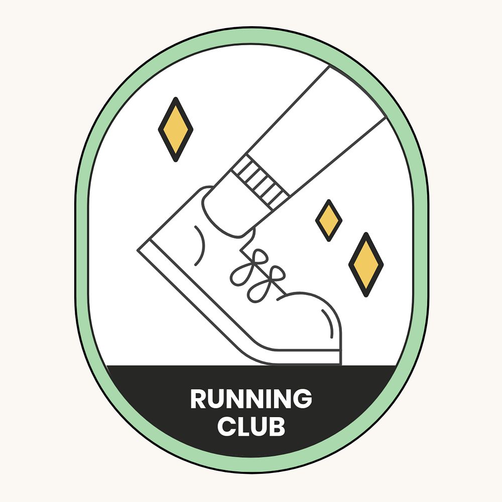 Running club logo badge, line art editable design