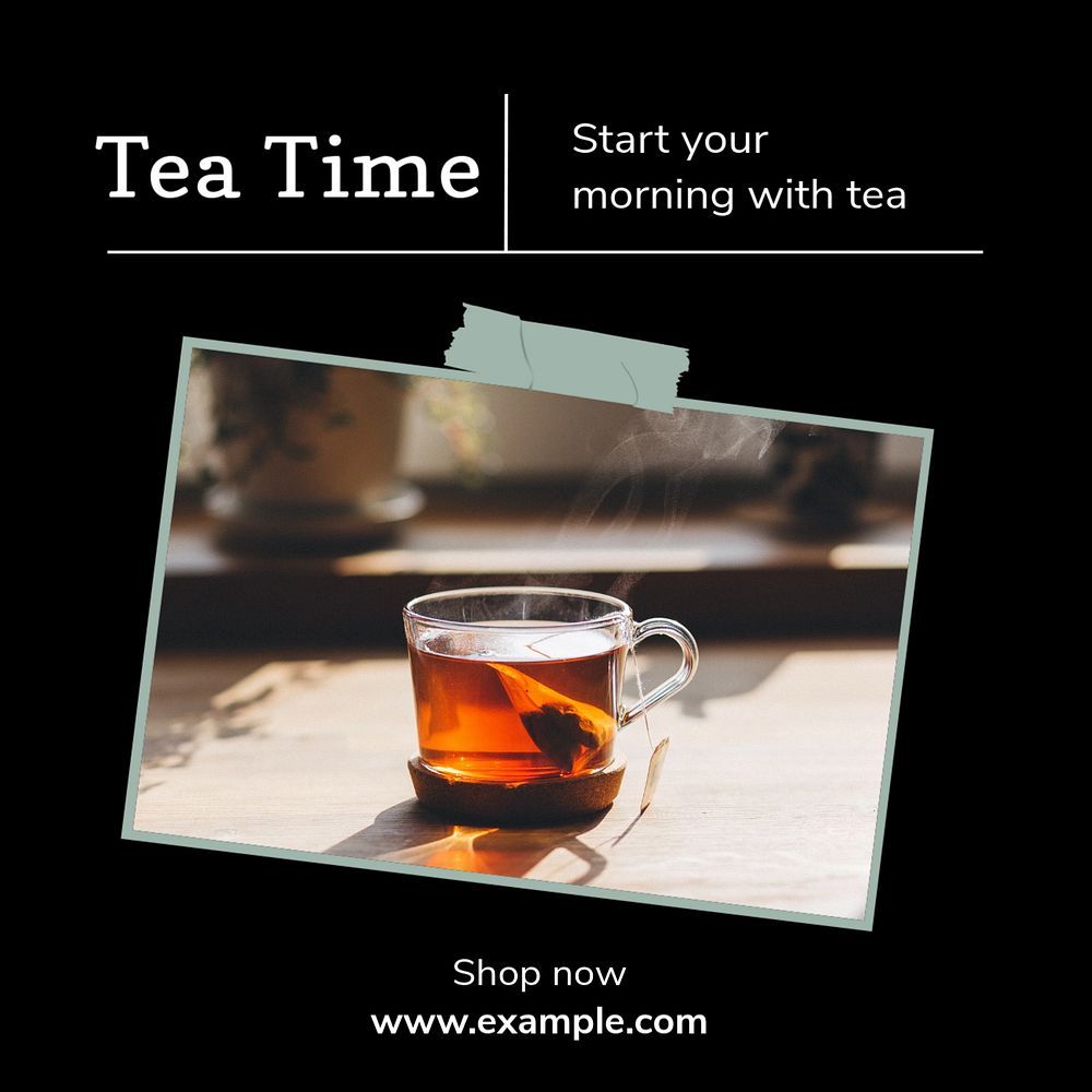 Tea time  Instagram post template, editable text