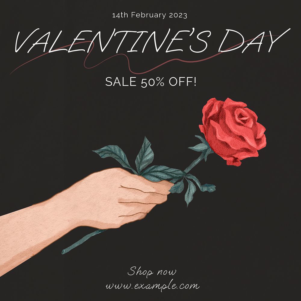 Valentine's day sale Instagram post template, editable text