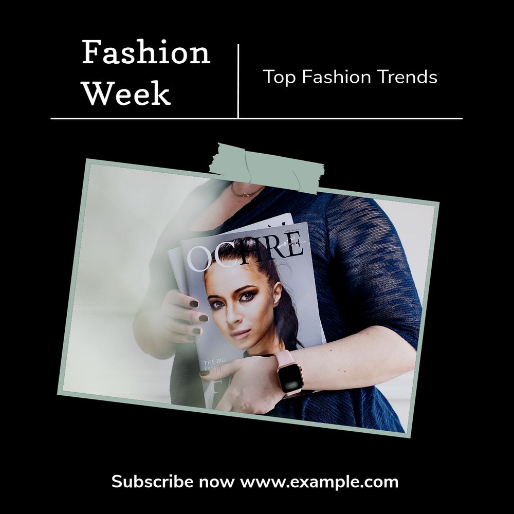 Fashion week  Instagram post template, editable text