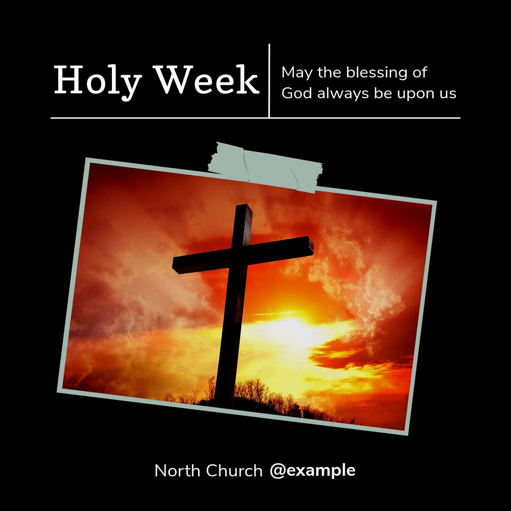 Holy week Instagram post template, editable text