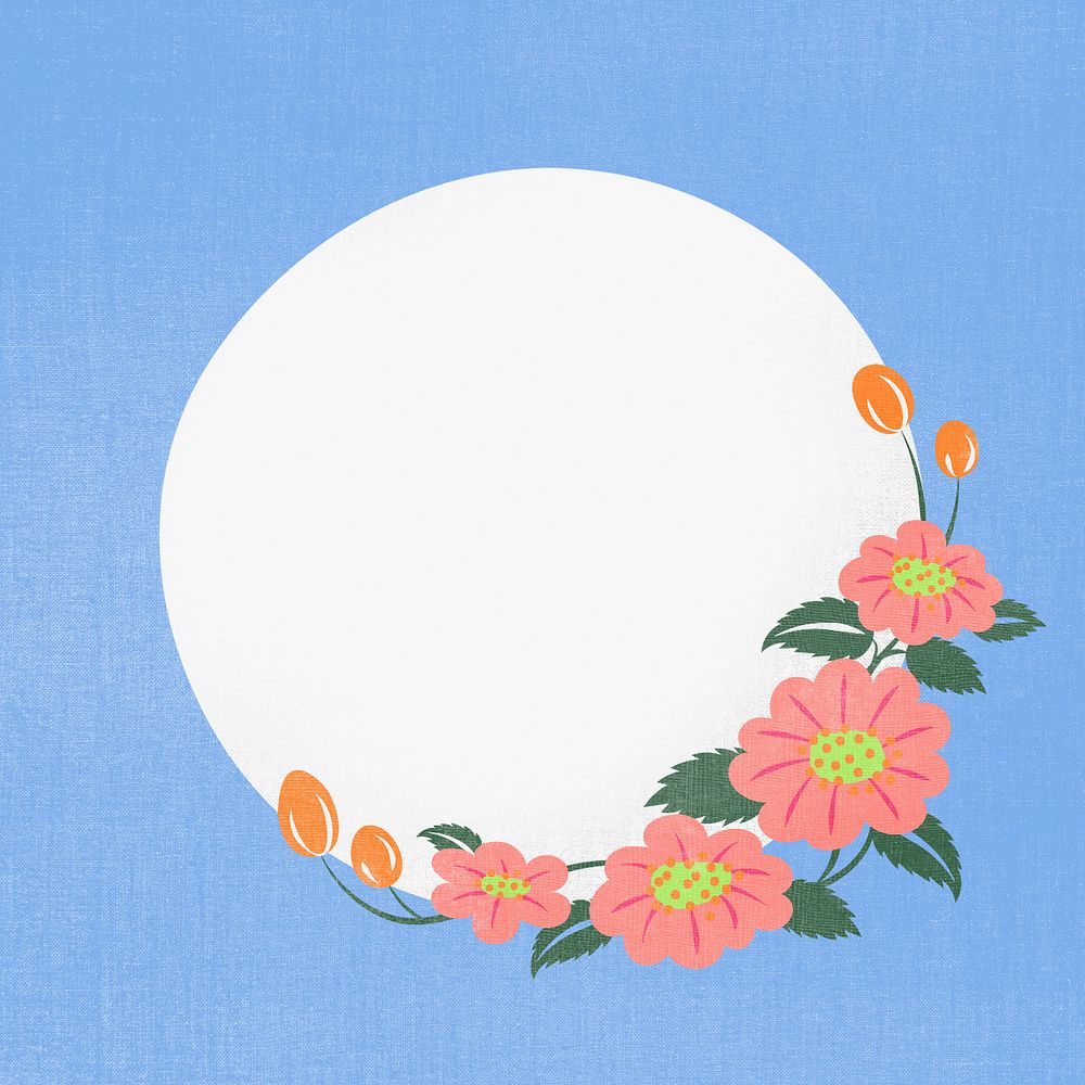 Png flower circle border, editable design