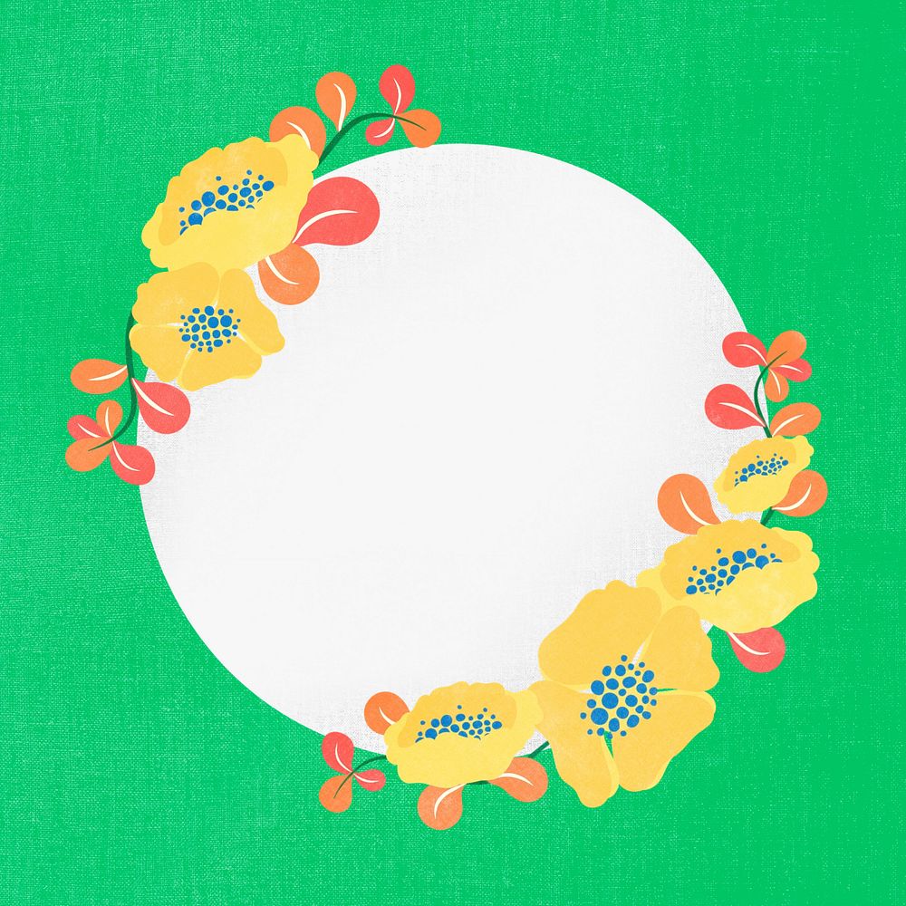 Flower border on green background, editable design