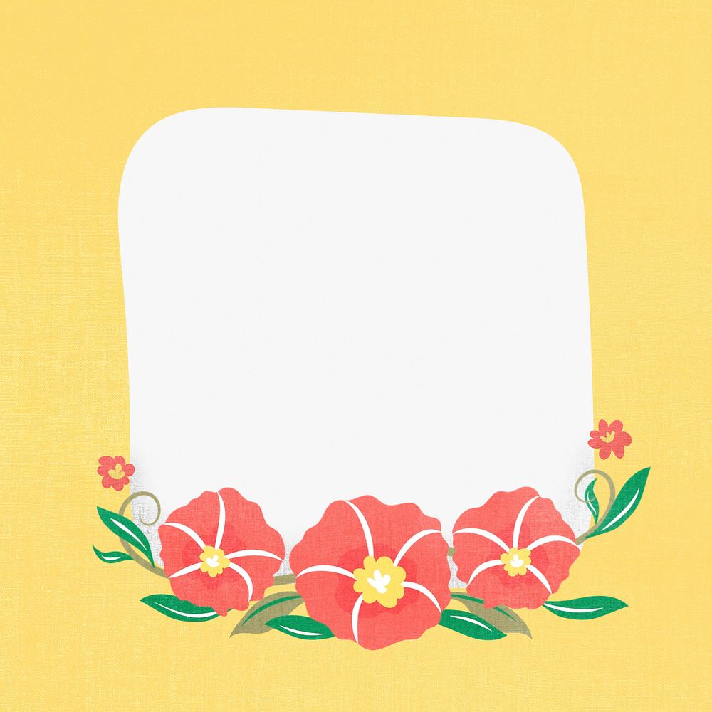 Png flower square border, editable design