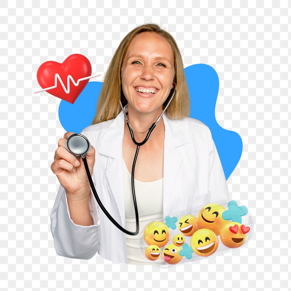 Png female doctor 3D remix, transparent background, editable design