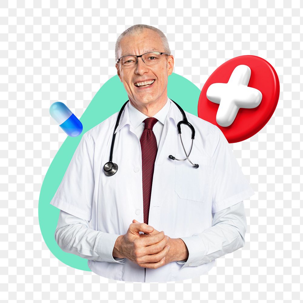 Png doctor 3D remix, transparent background, editable design