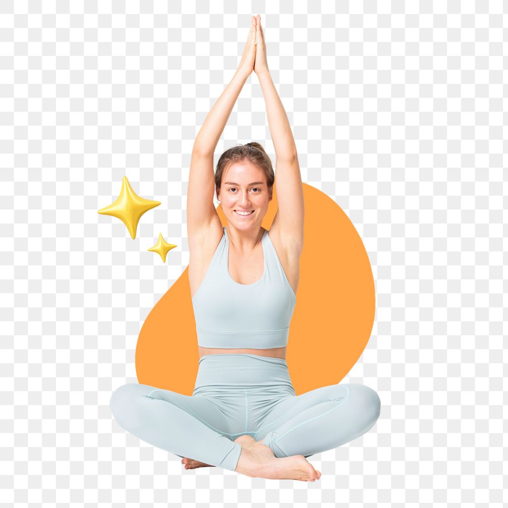 Png yoga woman 3D remix, transparent background, editable design