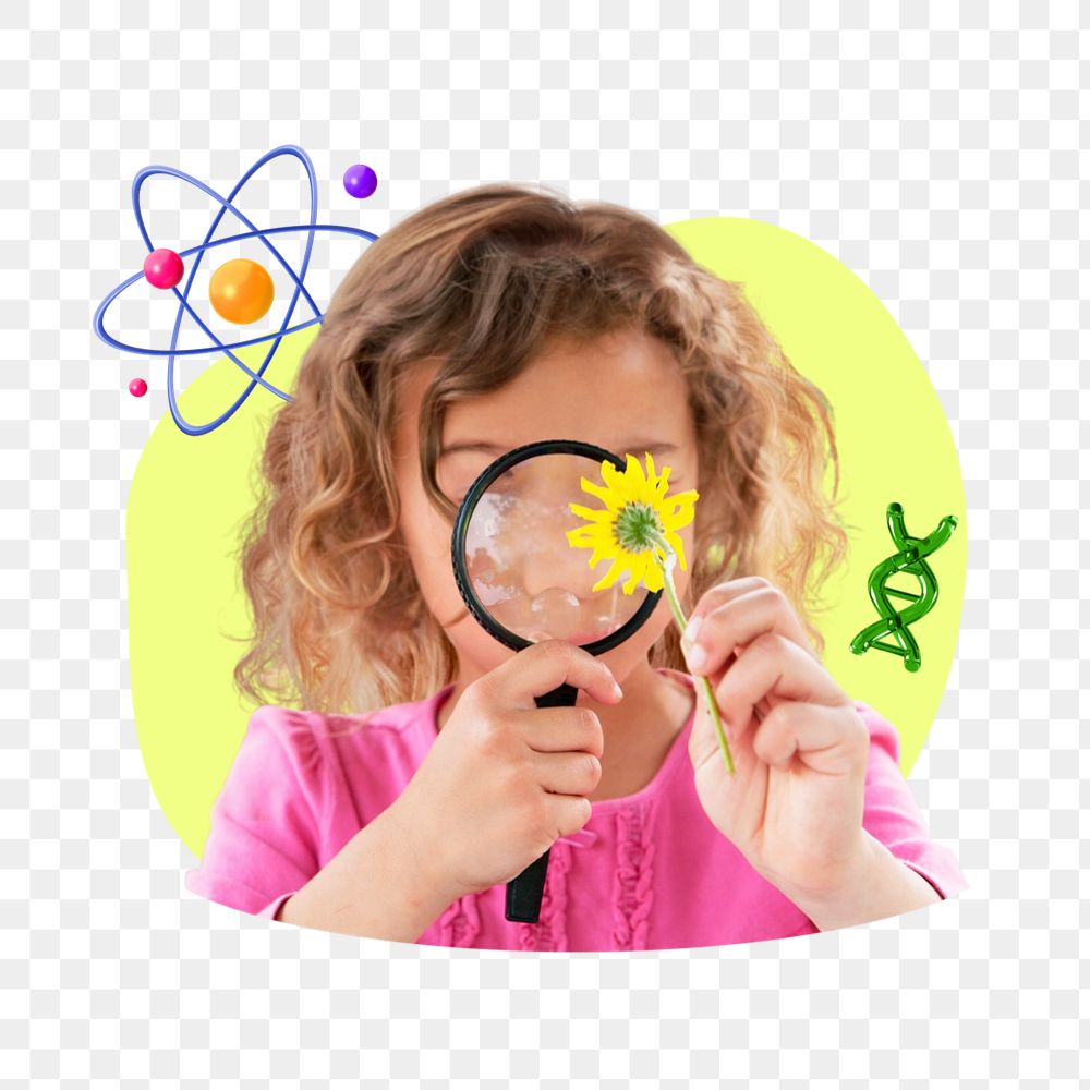 Png science girl, 3D remix, transparent background, editable design